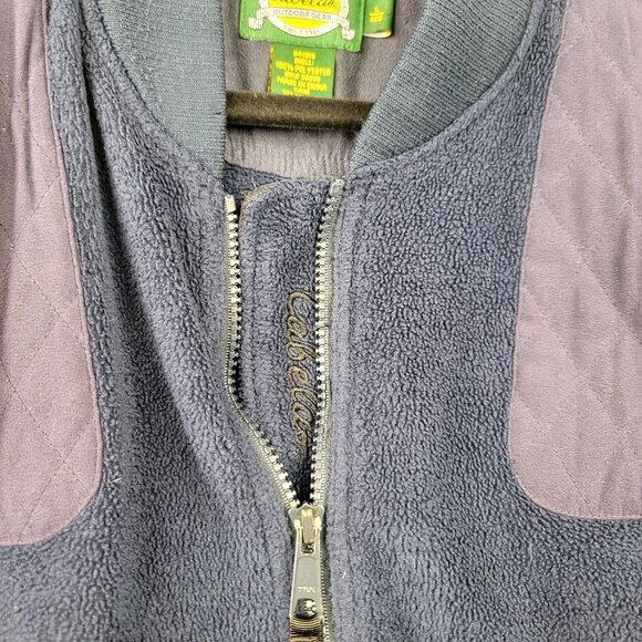 Cabelas Outdoor Gear Mens Large Blue Fleece Jacket Quilted Accents Full Zip - Picture 4 of 8